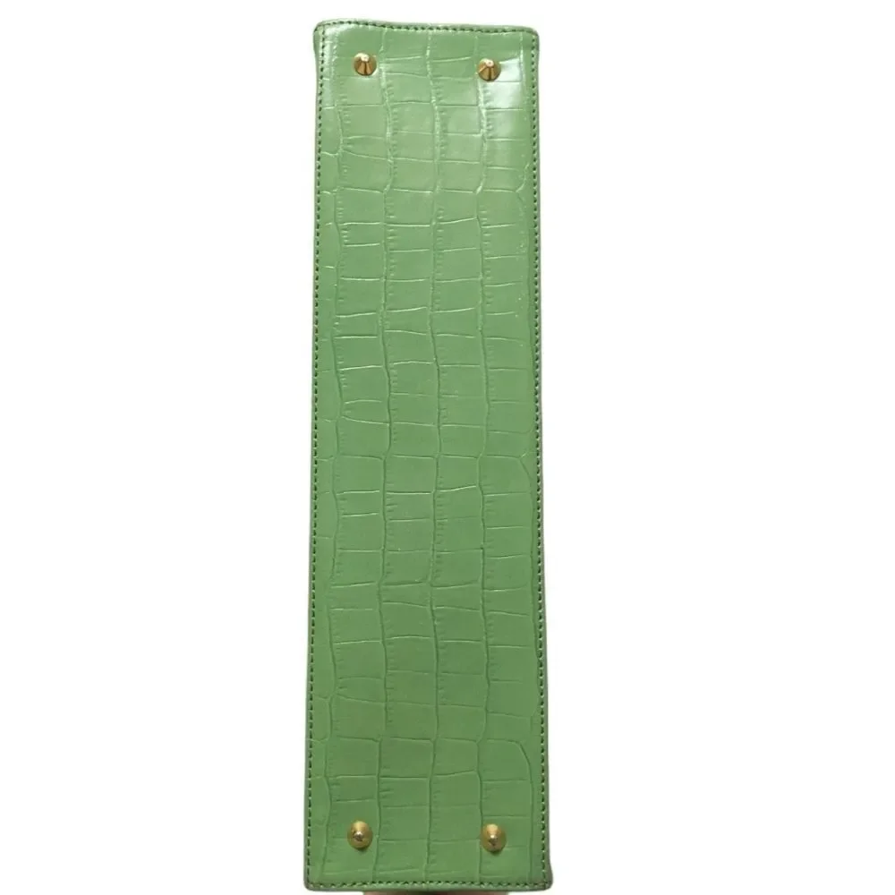CHARRIOL Green Croc Embossed Tote Bag